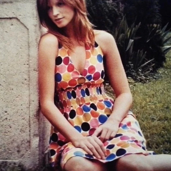 Anthropologie Maeve polka dot halter dress